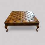 Large leather Chesterfield stool - Image 4