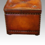 Large Victorian leather ottoman - Image 5