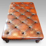 Large leather coffee table stool on William IV legs - Image 2
