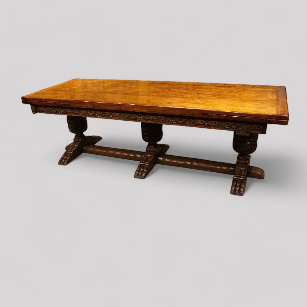 Large-oak-refectory-dining-table-1.jpg Large oak refectory extending dining table - Image 1
