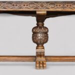 Large oak refectory extending dining table - Image 7