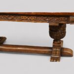 Large oak refectory extending dining table - Image 9