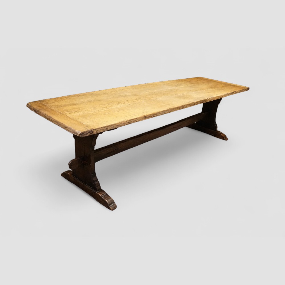 Large-oak-refectory-table-angle.jpg Large Edwardian Oak Refectory Table - Image 1