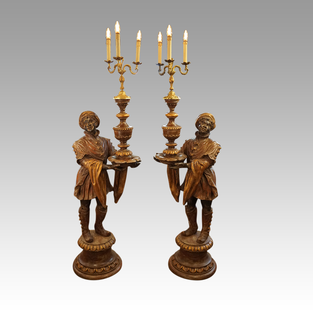 Large-pair-of-blackamoor-Walnut-candleabra.jpg Large pair of Venetian Walnut candelabra - Image 1
