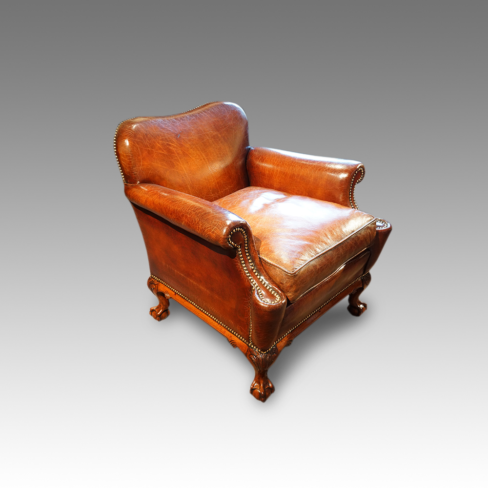 Leather-1920s-easy-chair2.jpg Leather easy chair 1920's - Image 1