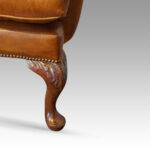 Queen Anne style leather wingchair - Image 7