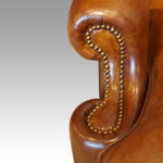 Queen Anne style leather wingchair - Image 4
