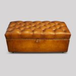 Victorian leather deep buttoned ottoman