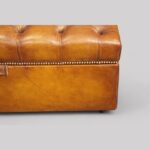 Victorian leather deep buttoned ottoman - Image 2