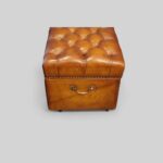Victorian leather deep buttoned ottoman - Image 3