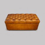Victorian leather deep buttoned ottoman - Image 5