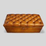 Victorian leather deep buttoned ottoman - Image 7
