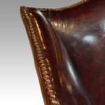George VI maroon leather wing chair - Image 6