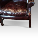 George VI maroon leather wing chair - Image 5