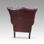 George VI maroon leather wing chair - Image 3