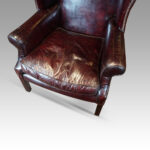 George VI maroon leather wing chair - Image 2