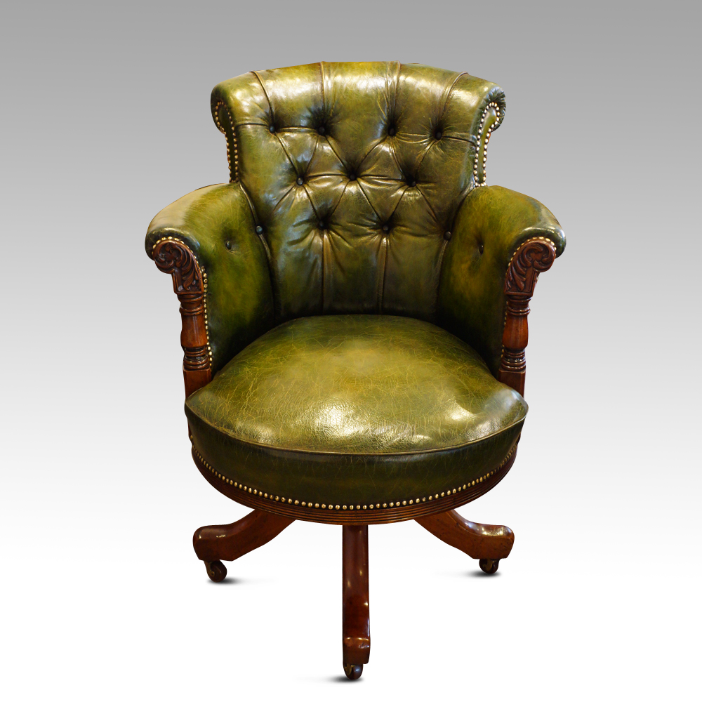 Maple-co-Edwardian-revolving-desk-chair.jpg Maples Edwardian revolving desk chair. NOW SOLD - Image 1