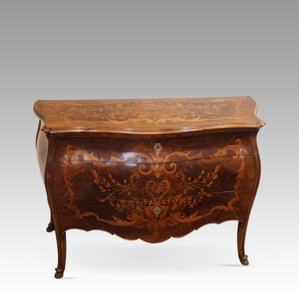 Marquetry-bombe-chest.jpg Marquetry bombe commode - Image 1