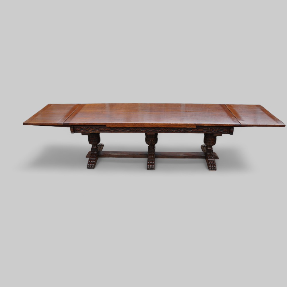 Massive-oak-refectory-drawleaf-table-1.jpg Massive oak refectory draw leaf table - Image 1