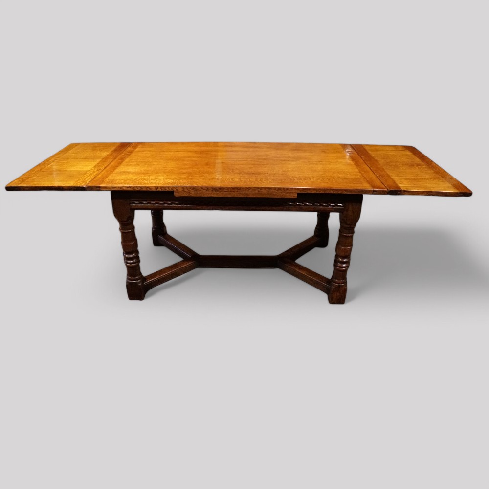Oak-refectory-draw-leaf-dining-table-1.jpg Oak refectory draw leaf dining table - Image 1