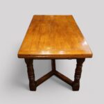 Oak refectory draw leaf dining table - Image 4