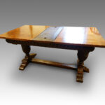 Harrods 1920's Oak refectory draw-leaf dining table - Image 9