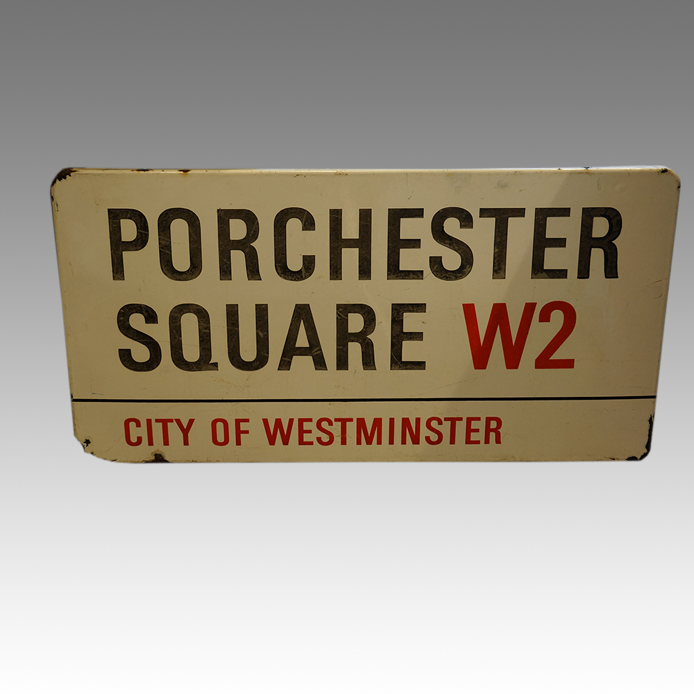 Original-enamel-London-Street-sign.jpg Original enamel London Street sign Porchester Square - Image 1