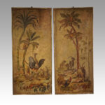 Pair Antique painted wall panels