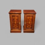 Pair Edwardian inlaid bedside cabinets