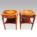 Pair inlaid mahogany end tables