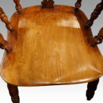 Pair Victorian Yew Broad Arm Windsor chairs - Image 4