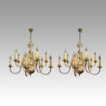 Pair of Dutch brass chandeliers
