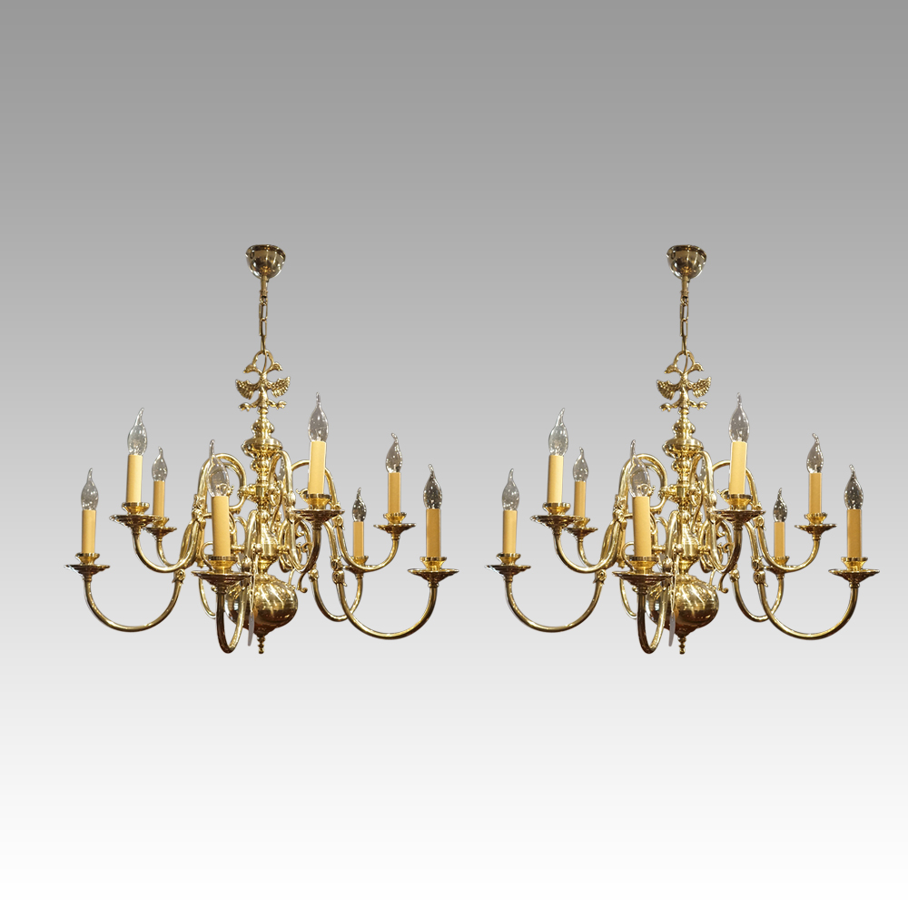 Pair-of-Dutch-brass-chandeliers.jpg Pair of Dutch brass chandeliers - Image 1