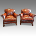 Pair of Edwardian leather club armchairs Now Sold