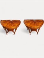 Pair of Edwardian demi lune tables - Image 3