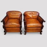 Pair of Edwardian leather club chairs - Image 3