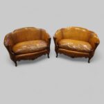 Pair of Edwardian leather sofas