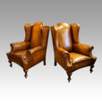 Pair of Edwardian leather wing chairs - Image 2