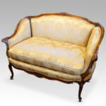 Pair of Edwardian walnut small sofas - Image 3