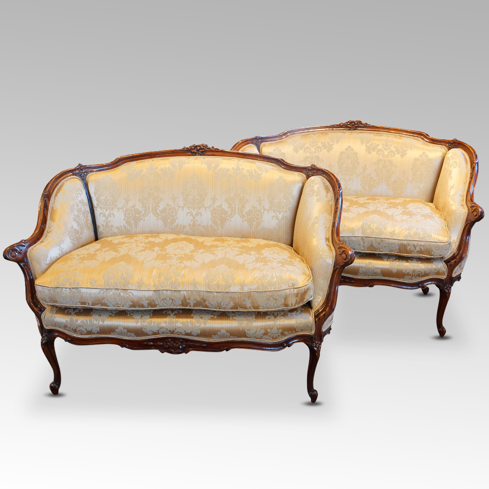 Pair-of-Edwardian-walnut-small-sofas.jpg Pair of Edwardian walnut small sofas - Image 1