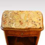 Pair of French walnut and kingwood inlaid marble top bedside cabinets - Image 2
