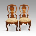 Pair of George I walnut style side chairs