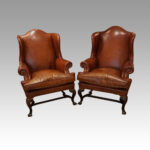 Pair of Georgian style leather wing chairs - Image 13