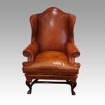 Pair of Georgian style leather wing chairs - Image 9