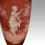Pair of Mary Gregory cranberry glass vases with girls - Image 2