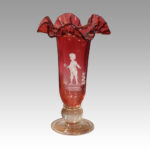 Pair of Mary Gregory cranberry glass vases - Image 3
