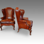 Pair of Queen Anne style walnut wing-chairs - Image 2