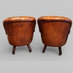 Pair of Victorian Button Back Leather Reading Chairs with Rosewood Arms & Legs - Image 3