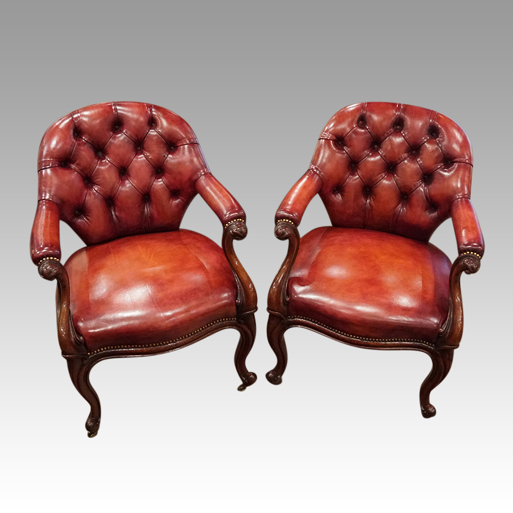 Pair-of-Victorian-leather-desk-chairs-distance.jpg Pair of Victorian leather desk chairs - Image 1