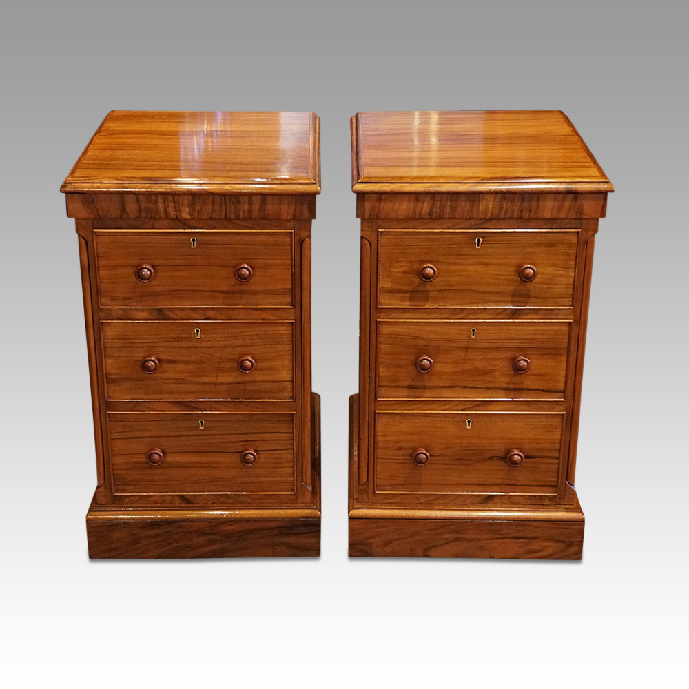 Pair-of-Victorian-walnut-bedside-chests-1.jpg Pair of Victorian walnut bedside chests - Image 1